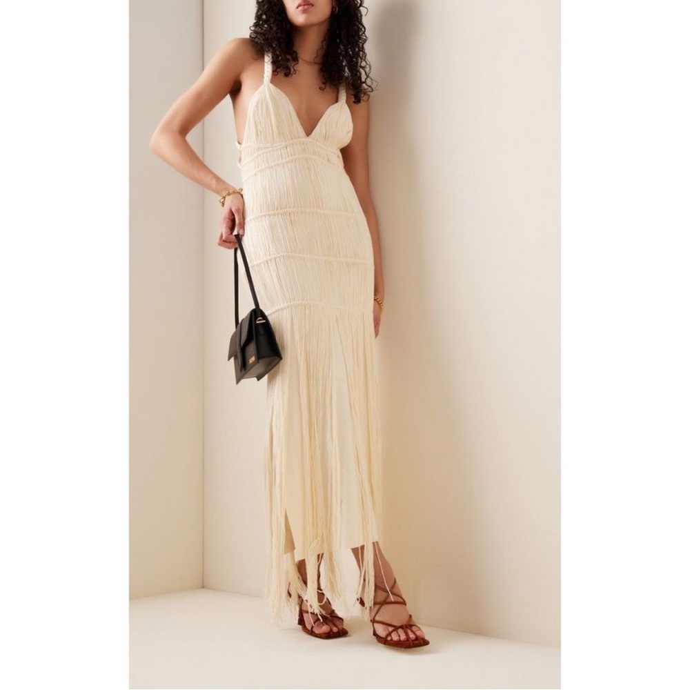 Jonathan Simkhai Cream Fringe Maxi Dress